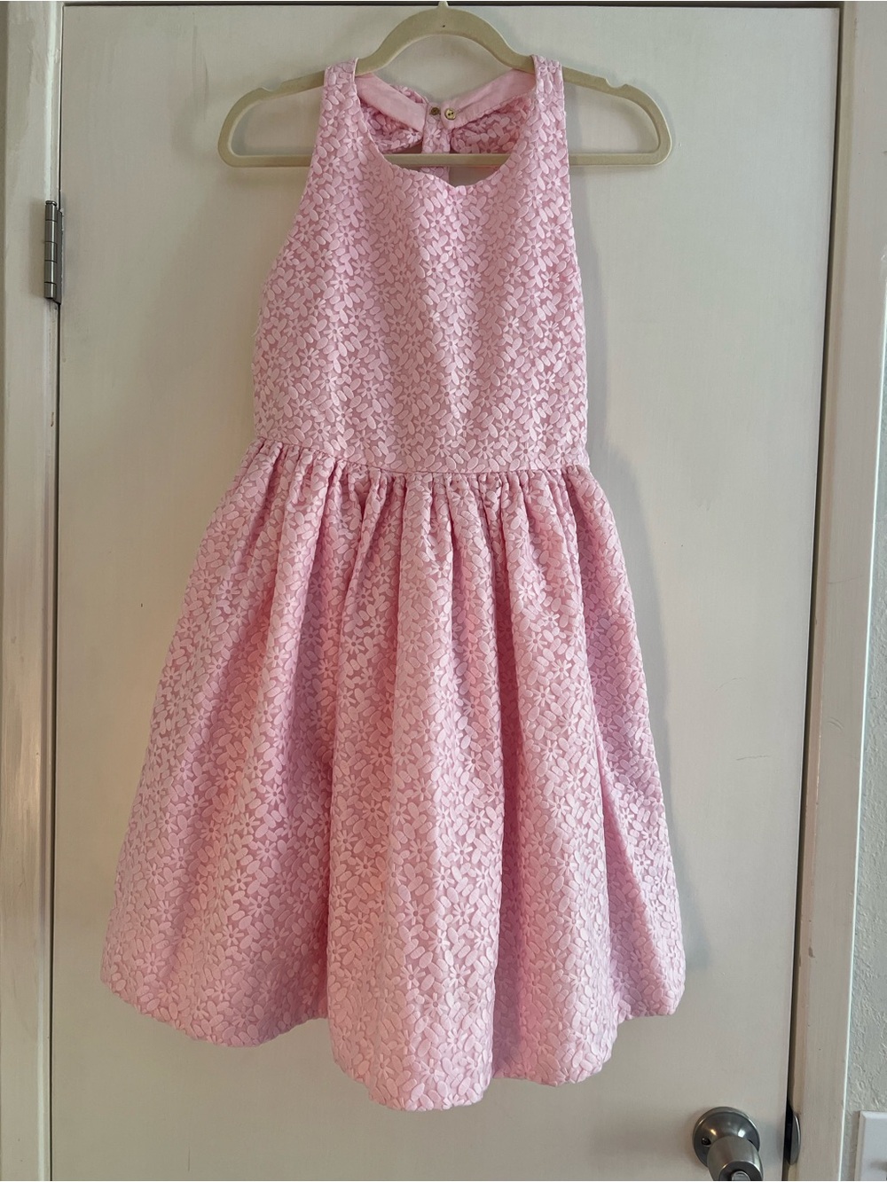 Kate Spade Girls Billie Bow Embroidered Lace Dress Pink Size 14